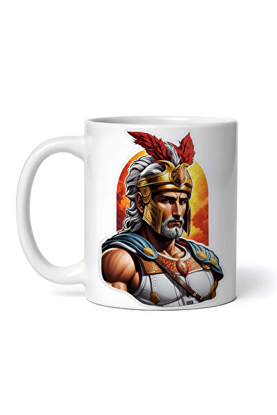 OEM Cană albă personalizată, zeul grec Ares cu cască, INOVATIX®. 330ml