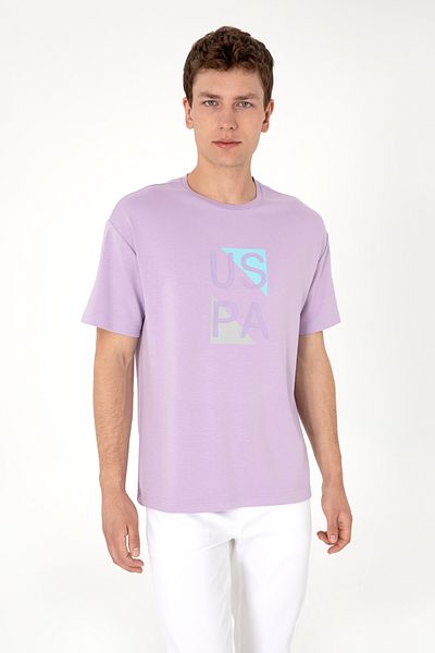 U.S. Polo Assn. Men's Comfort Fit Lilac Crew Neck Cream T-Shirt 50299882-Vr034