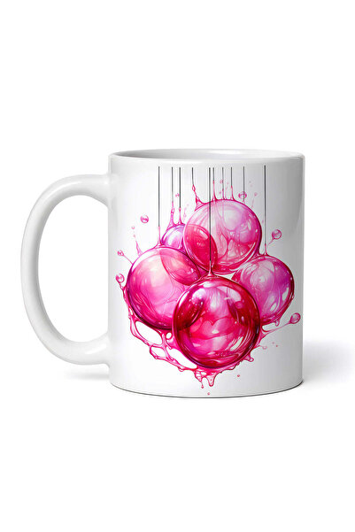 OEM Cană albă personalizată, Globuri Roz, INOVATIX®. 330ml