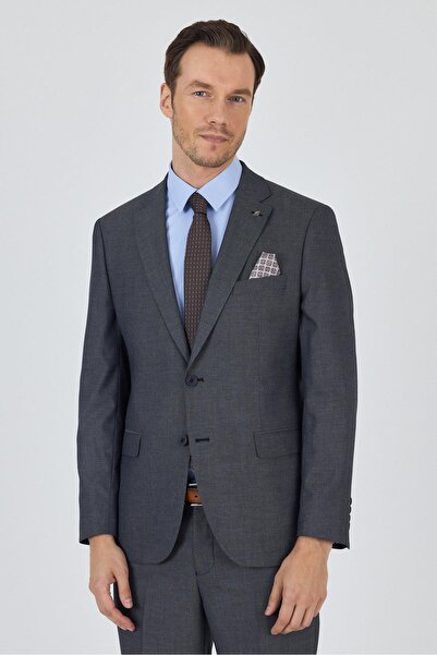 İmza Koyu Antrasit Mono Yaka Esnek 6 Drop Comfort Fit Classic Takım Elbise 1001250152