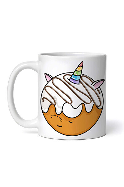 OEM Εξατομικευμένη λευκή κούπα, Ντόνατ Μονόκερος με γιαούρτι, INOVATIX®. 330ml