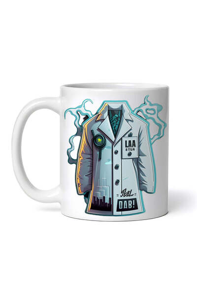 OEM Cană albă personalizată, halat de laborator electrificat, INOVATIX®. 330ml