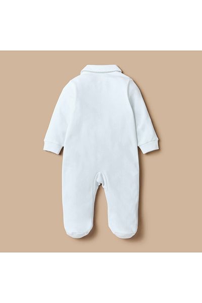 giggles Striped Closed Feet Sleepsuit with Collar and Long Sleeves