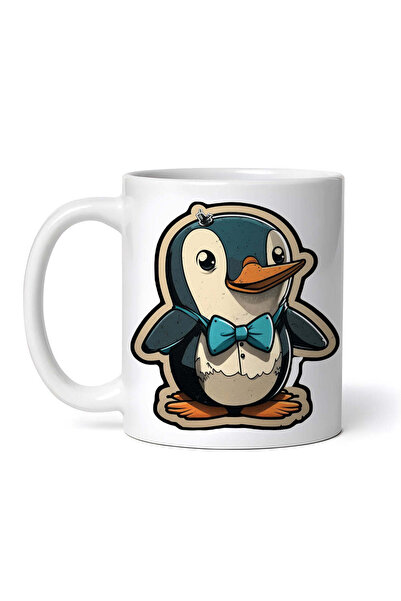 OEM Cană albă personalizată, Pinguin fericit în smoking, INOVATIX®. 330ml