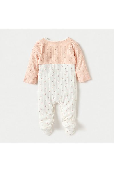 Juniors All-Over Floral Print Sleepsuit with Long Sleeves