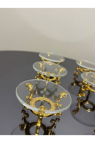 Elzemm store Decorative 3 Pieces Gold Legged Glass Turkish Delight Bowl Coffee Side Presentation Bowl