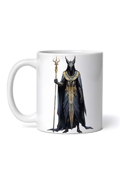 OEM Εξατομικευμένη λευκή κούπα, ο Θεός των Τάφων Άνουβις, INOVATIX®. 330ml