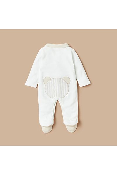 giggles Bear Embroidered Closed Feet Sleepsuit