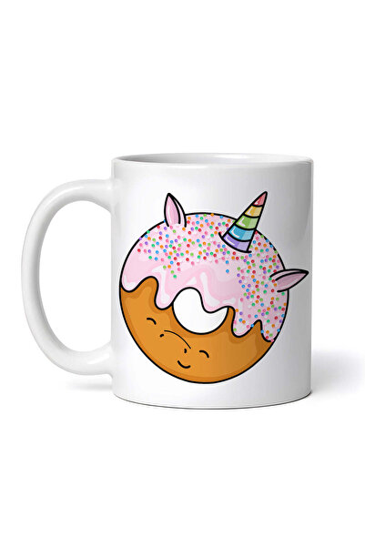 OEM Cană albă personalizată, Gogoașă Unicorn cu căpșuni, INOVATIX®. 330ml