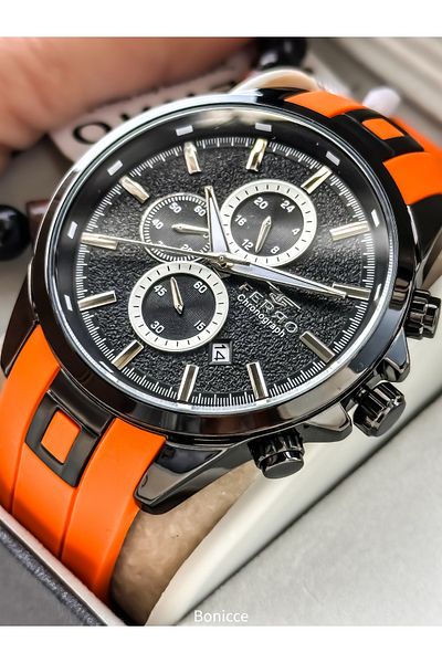 FERRO Sports Men's Watch, Active Functions, Orange Silicone, Calendar, Bracelet Gift