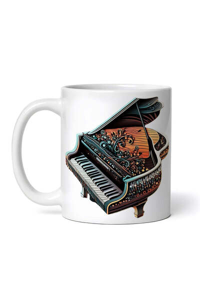 OEM Cană albă personalizată, Pian stilizat, INOVATIX®. 330ml