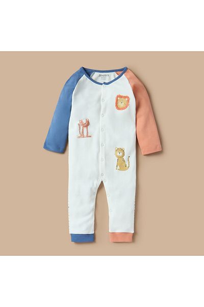 Juniors Animal Applique Closed Feet Sleepsuit with Long Sleeves