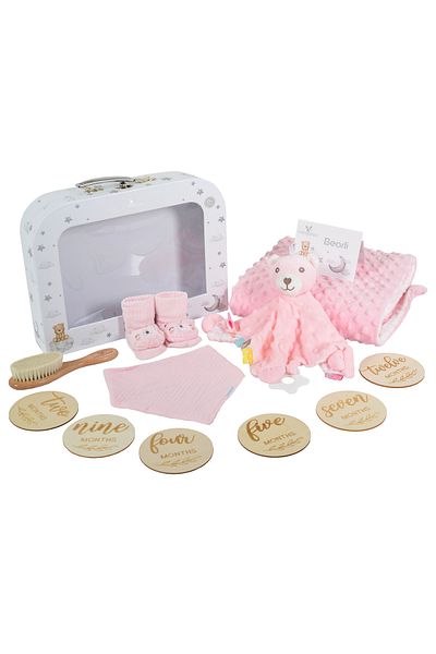OEM Set cadou Bebelusi din 6 Piese, Cangaroo Bearli Pink, ideal nou-nascut