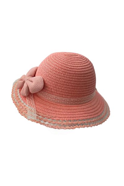 Kitti Baby Girl Children's Bow Detailed Straw Hat (2-6 Years)