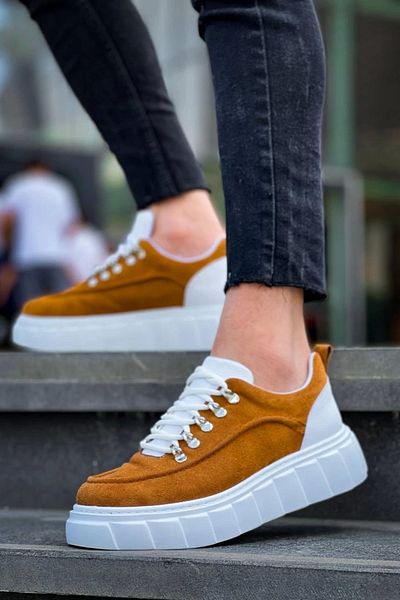 KAZAX Kb-X10 Kuback Tan Suede White High Sole Casual Sports Shoes