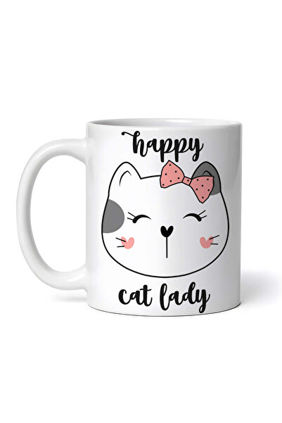 OEM Cană albă personalizată, Happy cat lady, INOVATIX®. 330 ml