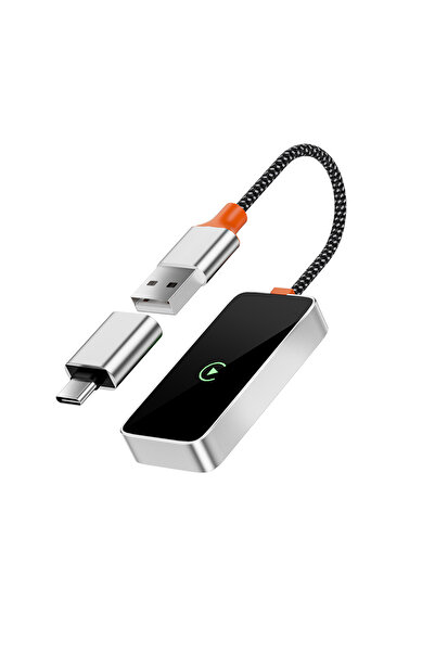 WIWU Wi-CP002 CarPlay Dijital LED Göstergeli Kablosuz Ses Alıcı USB Girişli Bluetooth Adaptör Gümüş