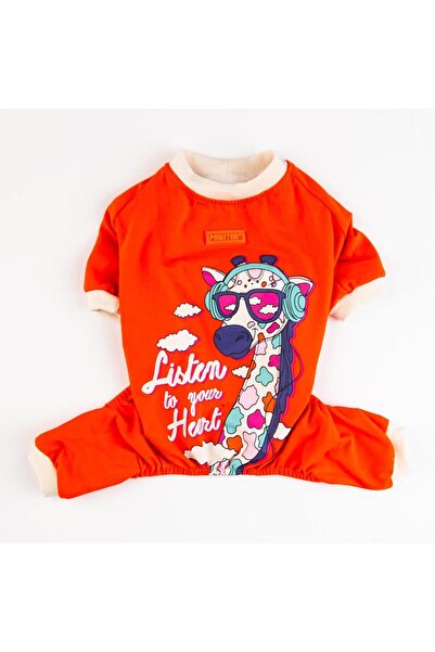 Pawstar Turuncu Giraffe Orta ve Büyük Irk Köpek Pijaması - Köpek Tulumu - Köpek Kıyafeti (15 KG-45 KG)