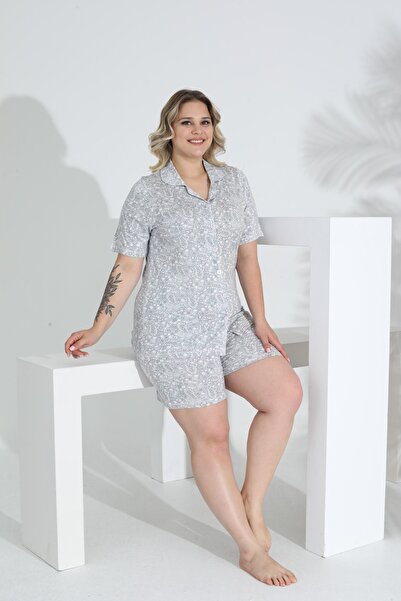 Evia Angelique Bamboo Fabric Short Sleeve Button Women's Shorts Suit 22050