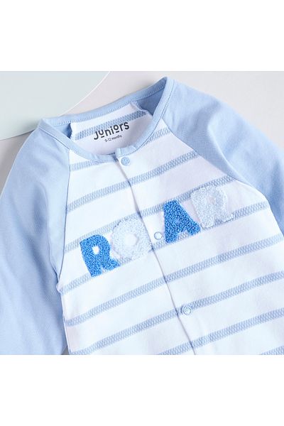 Juniors Dinosaur Applique Sleepsuit with Long Sleeves and Button Closure