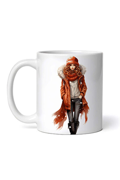 OEM Εξατομικευμένη λευκή κούπα, Γυναικεία χειμερινά ρούχα Καφέ, INOVATIX®. 330ml