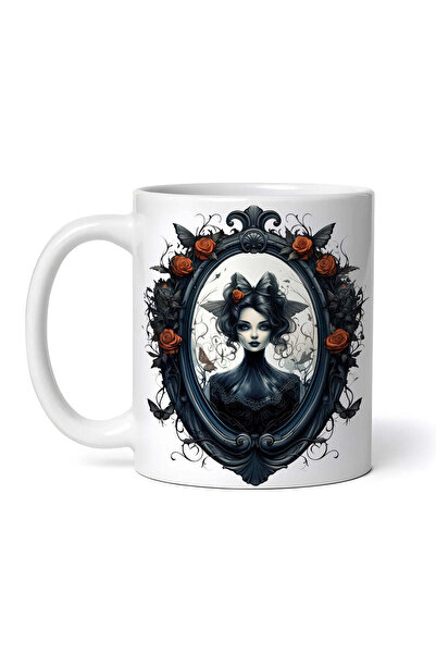 OEM Cană albă personalizată, oglindă Demon de Halloween, INOVATIX®. 330 ml