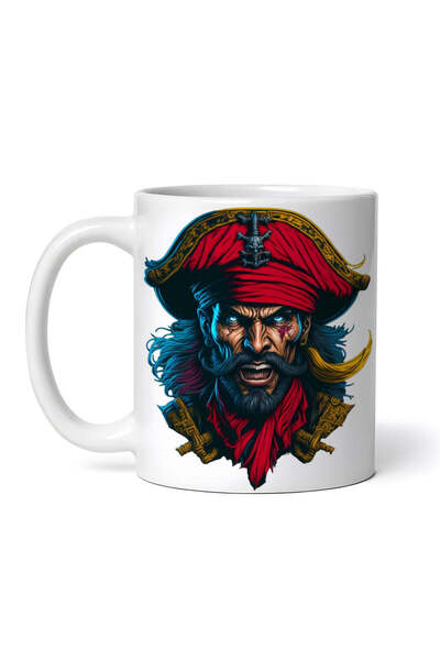 INOVATIX Personalized white mug, Pirate with mustaches, INOVATIX®. 330ml