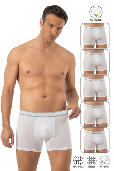 ÖZKAN underwear Özkan 11226 Πακέτο 5 Ανδρικά 95% βαμβακερά Lycra Μονό Ζέρσεϊ Ύφασμα εύκαμπτο άνετο μπόξερ σορτς