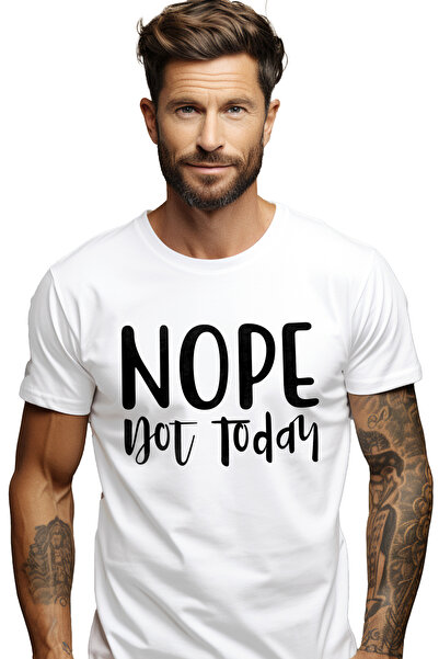 StoryGift Romania Tricou Barbati Cu Textul In Engleza "nope, Not Today" - Nu Nu Azi Amanare Cu Imprimeu Pe S Stg