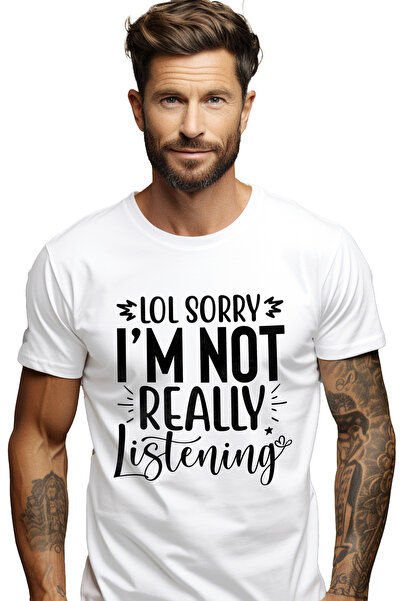 StoryGift Romania Tricou Barbati Cu Mesajul "lol, Sorry, I'm Not Really Liste...