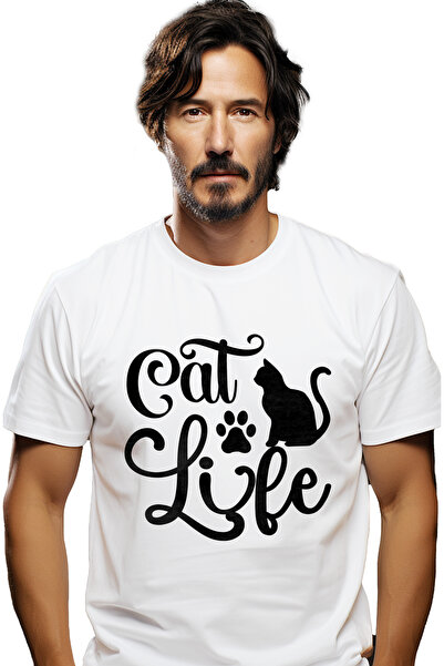 StoryGift Romania Tricou Barbati Cu Labuta Si Pisicuta Cu Textul "cat Life" -...
