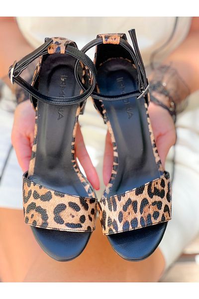 irmona ELIZA LEOPARD PIELE CU TOC PANTOFI SANDALE