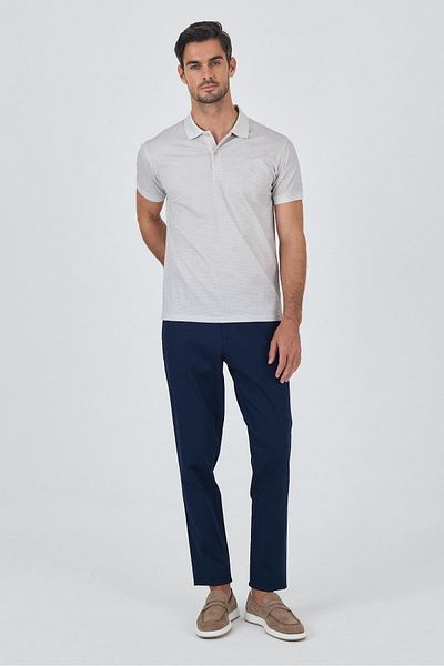 İmza Light Beige Short Sleeve Printed Pique Polo Collar Pocketless Stretchy Casual Slim Fit T-Shirt 1011250153