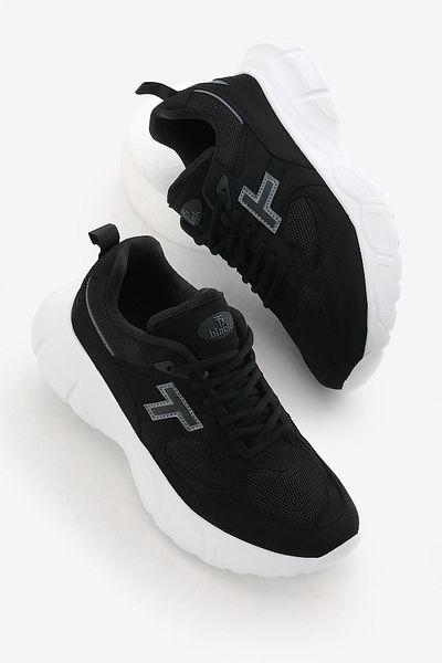 Tonny Black Unisex Μαύρο Λευκό Αθλητικά Παπούτσια με Αναπνεύσιμο Υφασμάτινο Σόλα με κορδόνια