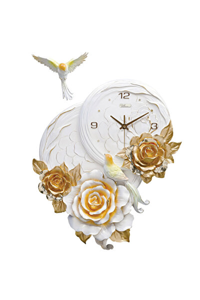 ULTIMA Regal 1011 G Kabartma Çiçek Desenli Duvar Saati