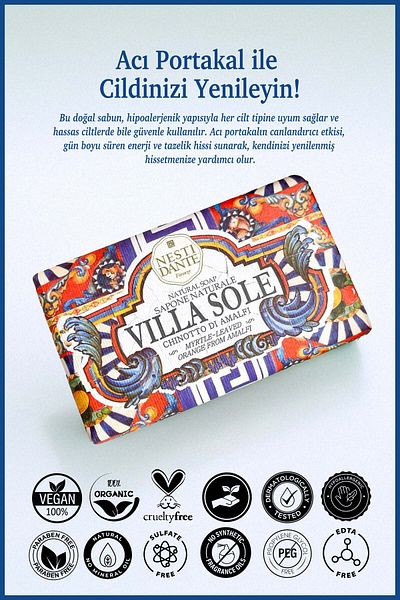 Nesti Dante Villa Sole Chinotto Di Amalfi - 250g Soap, Revitalizing and Antioxidant