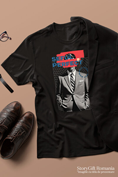 StoryGift Romania Men's T-Shirt Perfect Boss Man In Suit, Male Leader With Print On Face, 100% Cotton, Stg