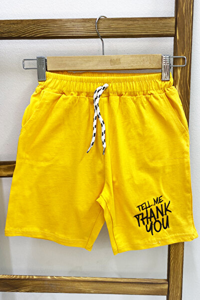 HÇM ERKEK ÇOCUK ŞORT CEPLİ DÜZ RENK YAZI BASKILI E34