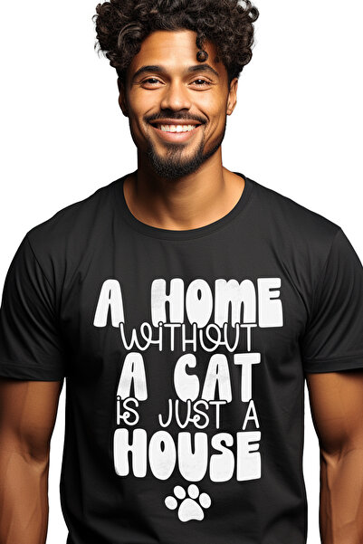 StoryGift Romania Tricou Barbati Cu Textul ""acasa" Fara O Pisica Este Doar O...