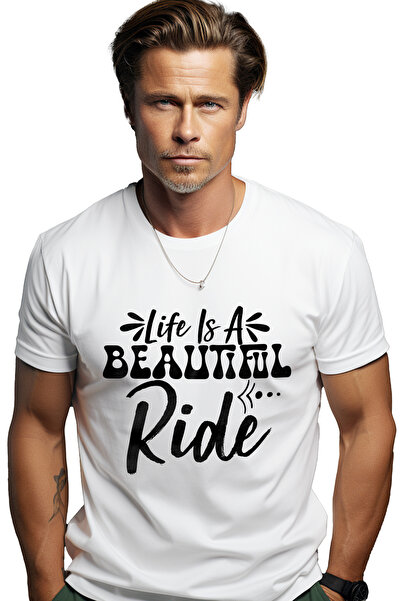 StoryGift Romania Tricou Barbati Cu Textul "viata E O Plimbare Frumoasa Cu Bi...
