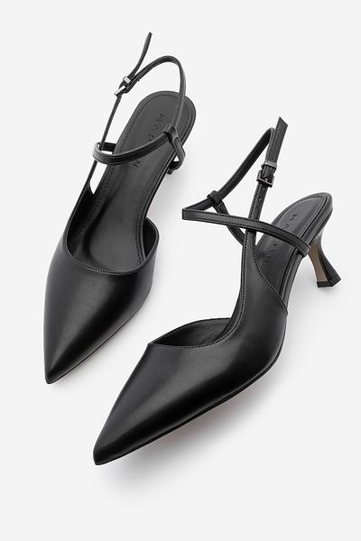 Marjin Schwarze Livam-Stiletto-Schuhe mit spitzer Zehenpartie und offenem Rücken