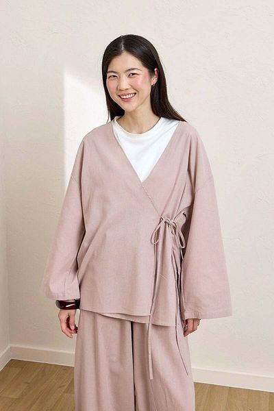 Ceylan Otantik Dusty Rose Organic Linen Tunic with Ties