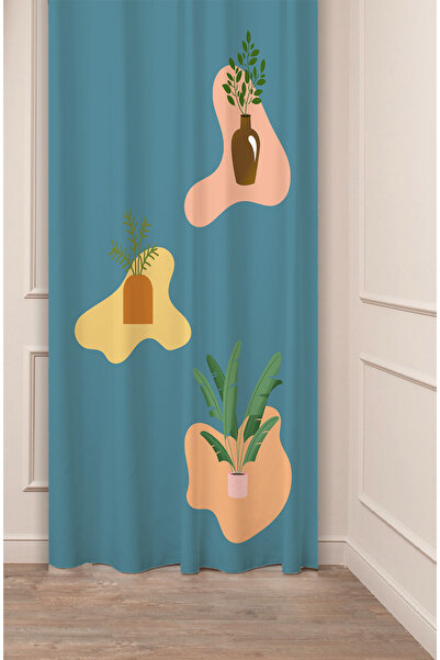 GREENDECOR Vază Frunză Minimalistă Model Boem Design Special Digital cu imprimeu (O singură aripă) Perdele de fundal în stil simplu