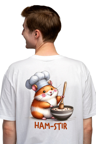 StoryGift Romania Tricou Barbati Cu Un Hamster Care Amesteca Ingrediente In C...