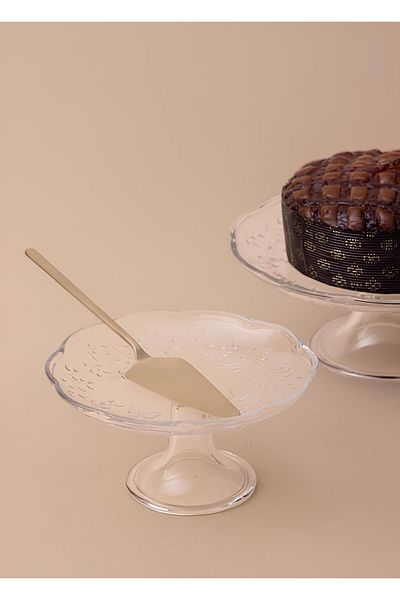 The Mia Pedestal Glass Presentation Plate 20X10 Cm500