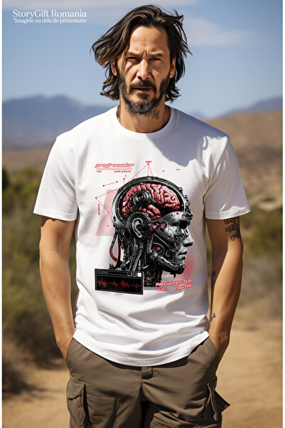 StoryGift Romania Tricou Barbati Barbat Robot Programator In Spatele Tuturor Lucrurilor Cool! Cu Imprimeu Pe Stg