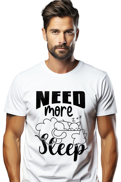 StoryGift Romania Tricou Barbati Cu O Pisicuta Care Doarme Cu Mesajul "need M...