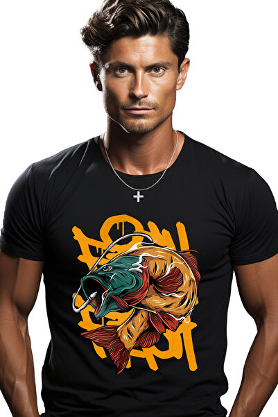 StoryGift Romania Tricou Barbati Cu Peste, Ac, Pescuit, Graffiti, Cu Imprimeu...