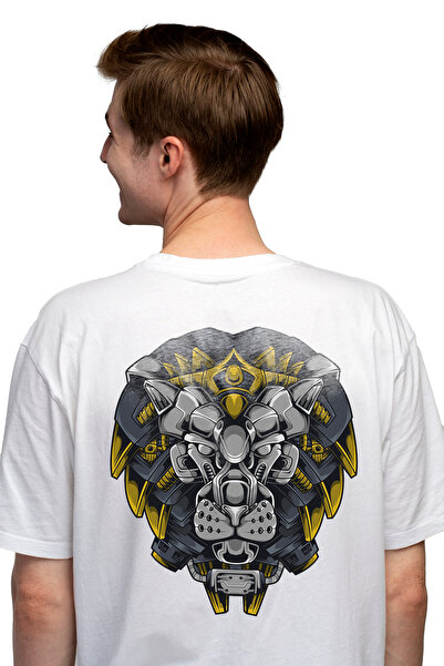 StoryGift Romania Tricou Barbati Cu Leu, Cap, Coama, Robot, Cyberpunk, Sci Fi...