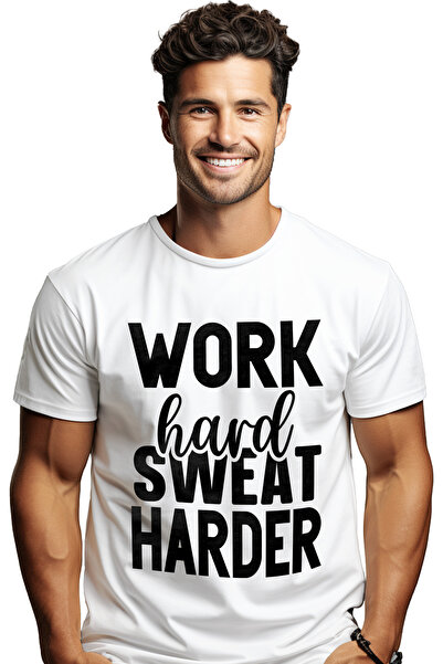 StoryGift Romania Tricou Barbati Cu Textul "work Hard, Sweat Harder" - Munces...